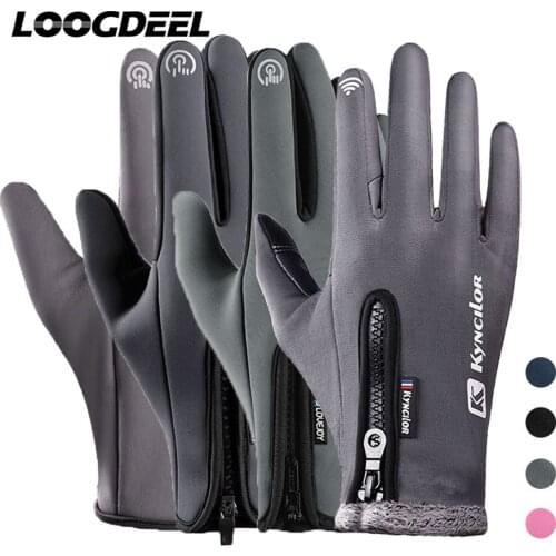 LOOGDEEL Winter Ski Gloves Sensitive Touch Screen Design Velvet Lining Windproof Waterproof Comfortable Soft Outdoor Ski Gloves