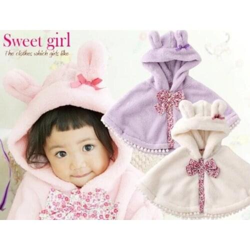 Baby girl bow knot outerwear winter newborn baby girl fleece tassel cloak toddler clothing infant mantle for 0-2T