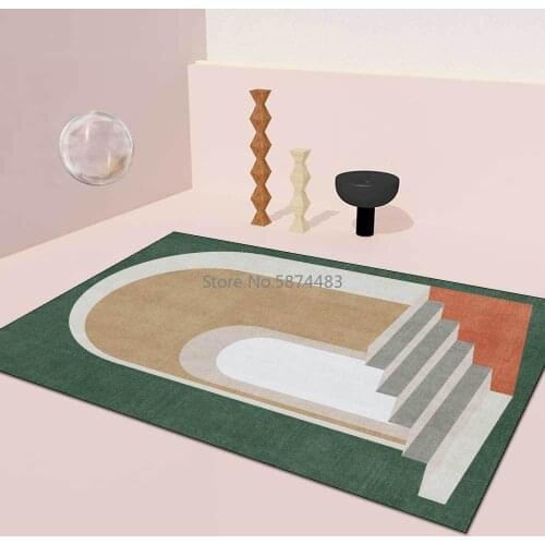 200*300cm Fashionable Modern Simple Three-dimensional Geometric Stitching Blue Green Living Room Bedroom Bedside Mat