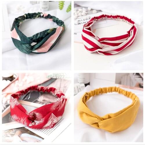 22 Colors Women Headband Vintage Cross Knot Elastic Hair Bands Soft Solid Girls Hairband Elastic Hair Accessories Headwrap