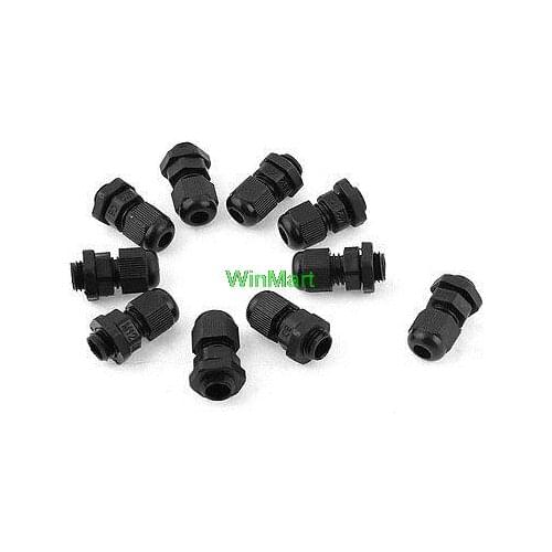 3-6.5mm Black Plastic Waterproof Cable Gland Connector 10 Pcs