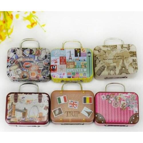 360pcs Continental Mini Tin Box Retro Suitcase Handbag Small Rectangular Candy Box Small Tin Container