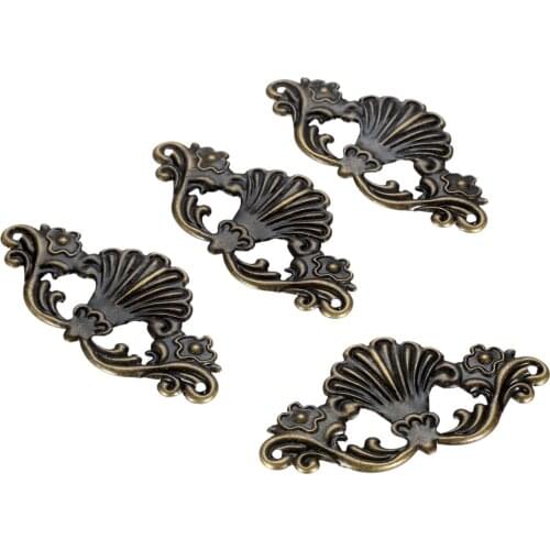 4PCS Wood Box Corners Jewelry Case Protector Findings Antique Bronze Flower Shape Patch Vintage Cover 97*47mm Old Fashion Europe
