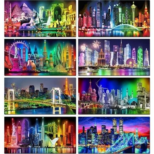 5D DIY Diamond Painting Statue of Liberty Diamond Embroidery Full Drill City building overview Cross Stitch Mosaic Art N2317