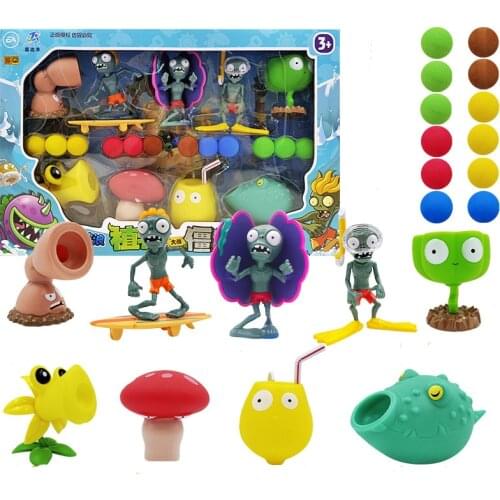 9pcs/lot Plants vs Zombies Full Set Gift for Boys Ejection Anime Childrens Dolls Action Figure Model Toy without Box