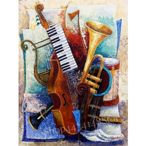 5d diy diamond painting guitar abstract music instrument icon diamond embroidery full square / round diamond mosaic sticker kit