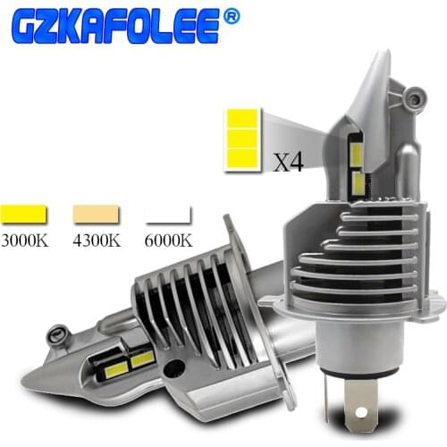 H4 Car headlight 4300K H4 Led Bulb Car/motorcycle 3000K Headlight High beam Low beam lights Fighter Foco 72W 12V 24V 6000K Led