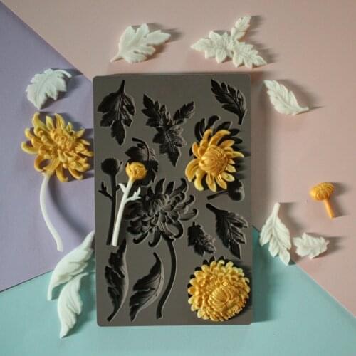 Botanist Floral Chrysanthemum Silicone Mold for Fondant Cake Decor ation, Cupcakes, Sugarcraft, Cookies, Clay Bakeware Tools