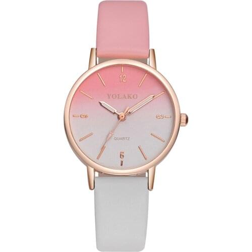 Watch Gradient Color Ultra-thin Belt Quartz Watch Fashion Women Casual Quartz Leather Band Female Dress Watch