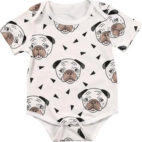 Baby Infant Toddler Newborn Boys Girls Dog Short Sleeve Romper Clothes Outfit Cute Dog Jumpsuit