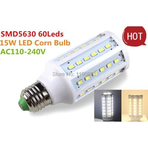 Lampara led 15W E27 B22 220V 60 LEDs Cold White warm white 5630 SMD Energy Saving Corn Light Lamp Bulb 110V-240V