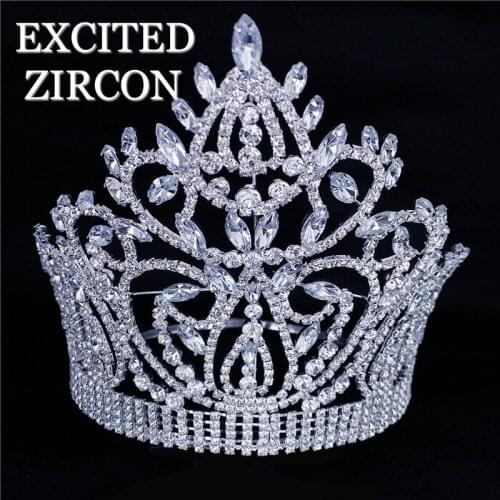 New fashion design princess crown headdress woman luxury exquisite zircon crystal jewelry bride bridesmaid wedding crown