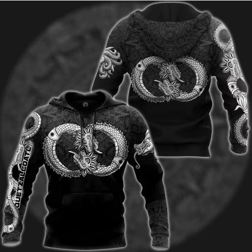 Mexico Aztec Quetzalcoatl Sun Stone Tattoo 3D Print Unisex Hoodie Men Sweatshirt Streetwear Pullover Casual Jacket Tracksuit-666