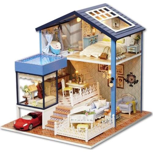 Mini Doll House DIY Miniature Handmade Dollhouse Toy With LED Light home or office decoration for collection gift DIY toy house
