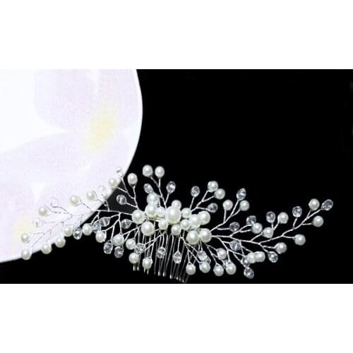 MISANANRYNE Bride Wedding Hair Clip Flowers Beads Pearl Decoration Ladies Hairs Accessories Fashion Korean Women Hair Comb