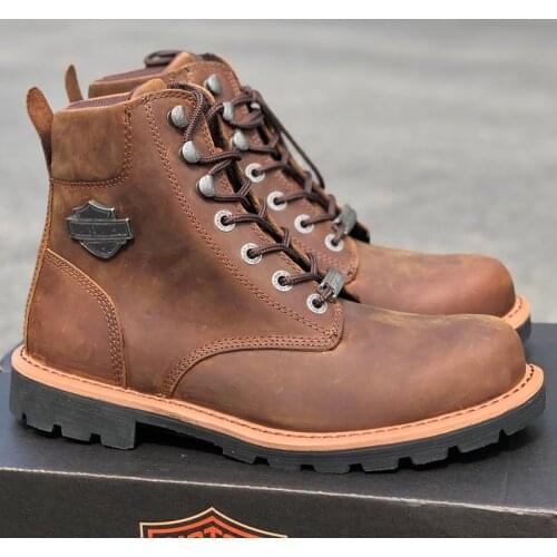 Motorcycle riding mens military boots Martin boots steel toe work shoes anti-smashing leather fashion spring and autumn