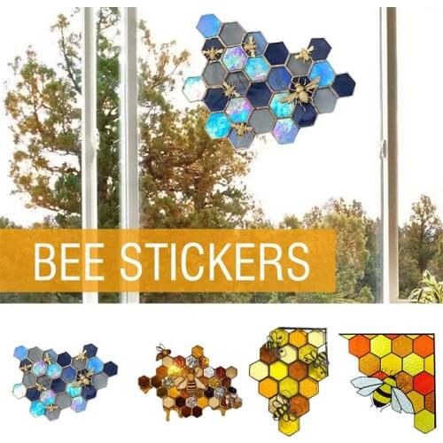Sunflower Bee Wall Sticker Pvc Bee Hive Sticker Home Window Wallpaper Cartoon Pattern Sticker Decoration Suncatcher Honey Sticke