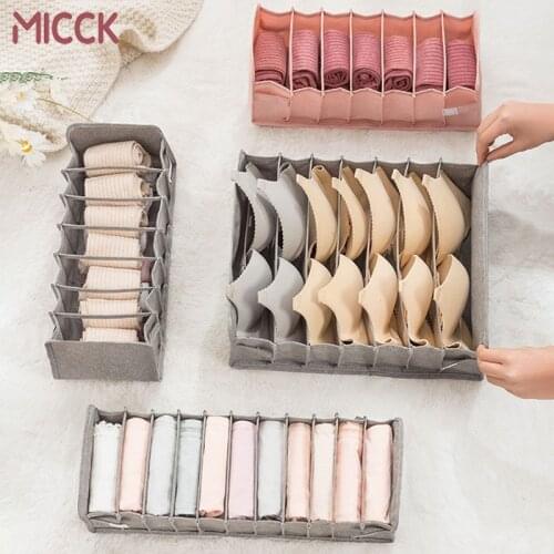MICCK New Underwear Storage Box Portable Fabric Bra Socks Panty Box Cationic Clothing Organizer Household Storage Accessories