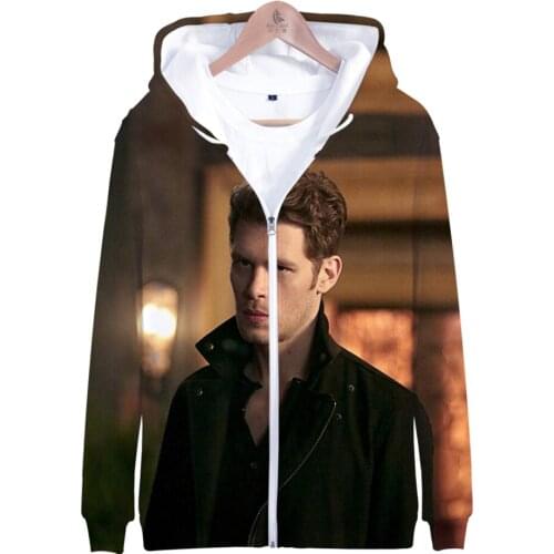 Aikooki New 3D Niklaus Mikaelson Zipper Hoodies Men/Women Popular Fashion 3D Print Niklaus Mikaelson Mens Zipper Sweatshirt Top