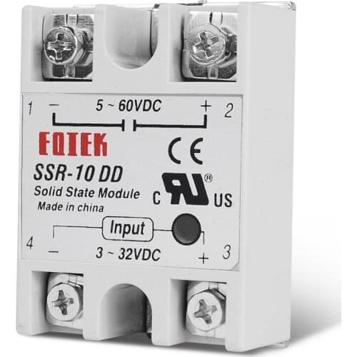 Single Phase Solid State Relay DC-DC SSR Module 40A DD Input Voltage 3-32V 12V DC TO 5-60V DC Output Load with Plastic Cover