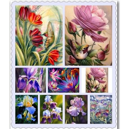 Full square diamond embroidery flower bird full round diamond mosaic flower 5D DIY diamond painting cross stitch lily landscape