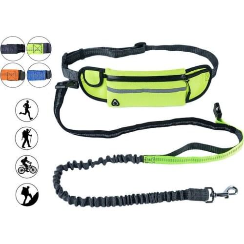 Hands Free Dog Leash with Waist Belt Pack Reflective Strip Elastic Leash Perfect Walking Training Adjustable Belt Fits up to