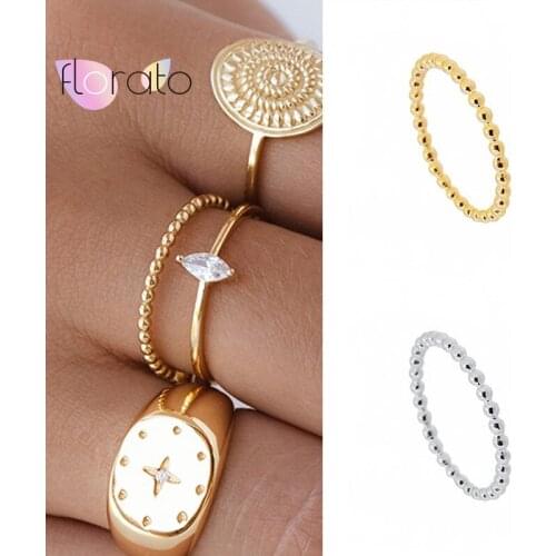 Simple Metal Beads Rings for Women Minimalist Stackable Rings Punk Bohemia Metal Knuckle Finger Rings Jewelry Gift Accessories