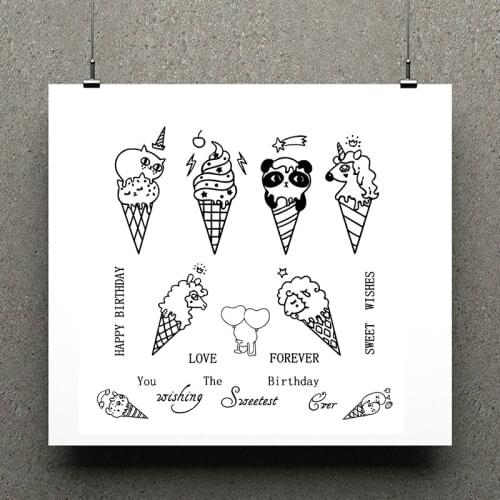 ZhuoAng Ice cream Animal Lovely Panda Clear Stamp / Scrapbook Rubber Stamp / Craft Clear Stamp Card / Seamless Stamp