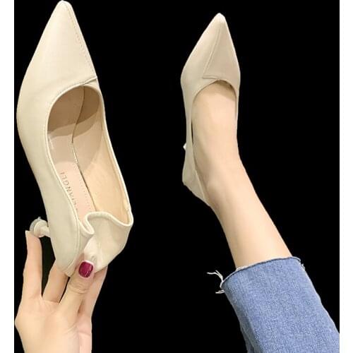 Summer High Heels Shallow Mouth Single Shoes Middle Heel Comfortable Office Shoes Fine Heels High Heels Wedding Bridesmaid Shoes
