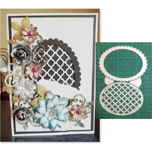 Metal cutting dies oval grid frame cut die mold decoration Scrapbook paper craft knife mould blade punch stencils dies