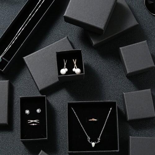 Jewelry Package Box for Ring Earring Bracelet Necklace Display Stand Black Kraft Paper Jewelry Organizer Storage Gift Boxes