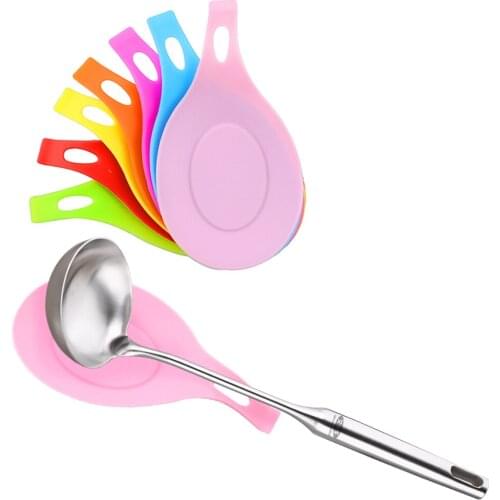 1PC Silicone Insulation Spoon Rest Heat Resistant Drink Glass Coaster Tray Spoon Pad Eat Mat Pot Holder Kitchen Tools XB 172