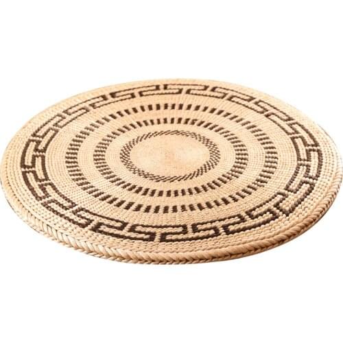 Handcrafted Straw Japanese Large Floor Cushion Seating Round 50-80cm Oriental Design Asian Style Zabuton Meditation Seat Pad