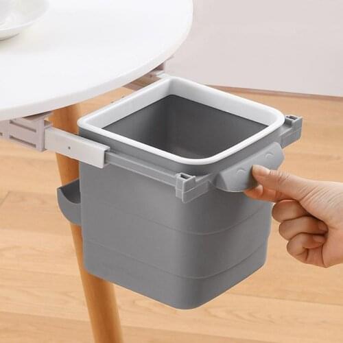 Kitchen Retractable Hidden Waste Bin Under Table Hanging Garbage Trash Can Office Cleaning Tool