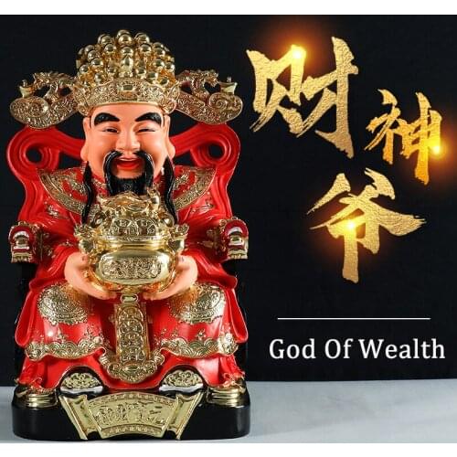 God of Wealth Statue of Buddha Lucky Statue Shop Home Statue Resin Crafts Study Decoration Painting God of Wealth Sculpture