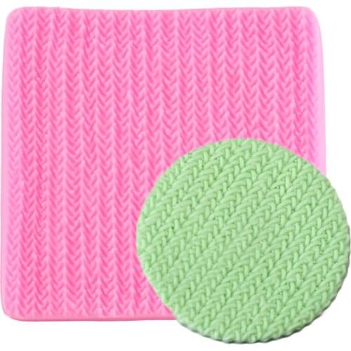 Sweater Fabric Knitting Texture Biscuits Embossed Pad Decorating Lace Mat Tool Silicone Molds Fondant Cake Decorating