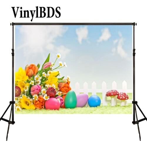 VinylBDS 5x7ft Easter Flower Background Outdoor Sky Multi-size Reable Background Child Brilliant Photography Cloth
