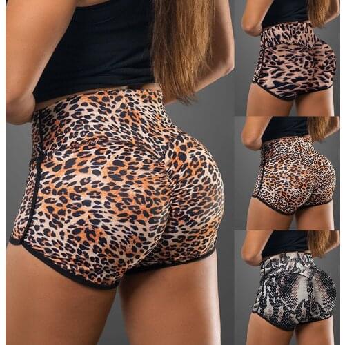 Women Leopard Print Push Up Leggings Shorts High Waist Sports Hot New