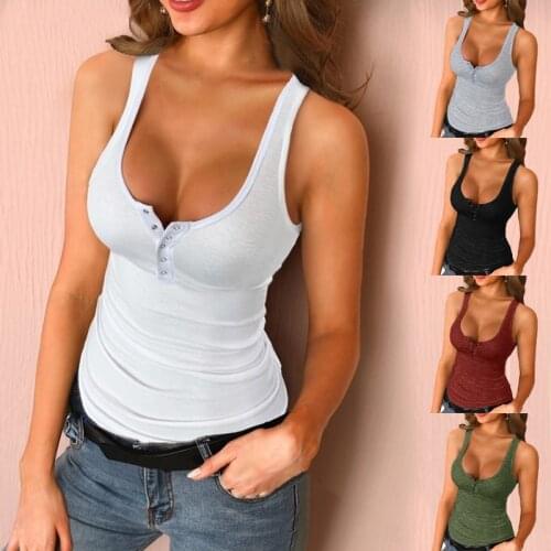 5Colors Woman Casual Summer Tops Blouses V-neck Button Up Shirts Solid Color Off Shoulder Cotton Slim Fit Sleeveless Tank S-5XL