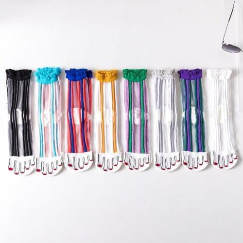 Women Spring Summer Crew Socks Cute Heap Striped Thin Fingers Girl Casual Short Character Sock