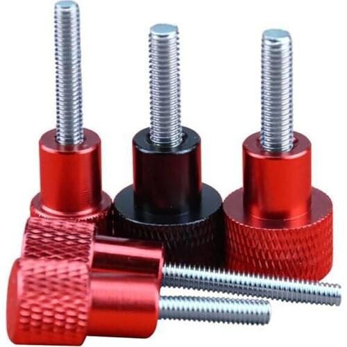 1Pcs M3 M4 Aluminium Alloy Stainless Knurled Thumb Screw Hand Grip Knob Step Bolt Screws Red Black White