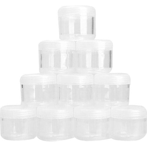 10Pcs Plastic Transparent Round Cosmetic Container Portable Travel Makeup Storage Box Nail Art Bead Gems Case Bottle Pot SSwell