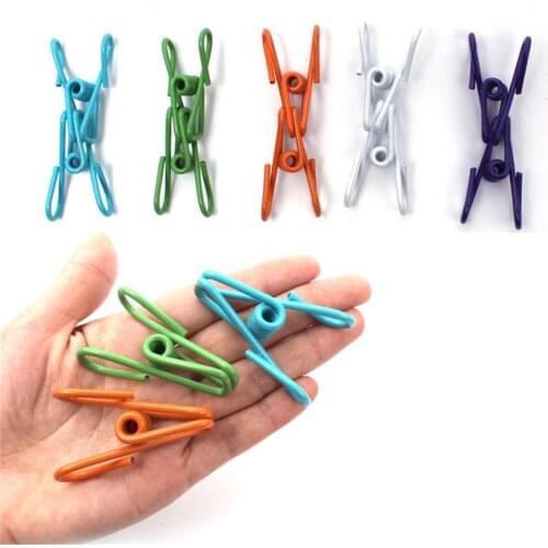 10PC Colorful Stainless Steel Wire Clips Clothespins Hanging Clip Hooks Clothes Pins Drying Rack Clips Household