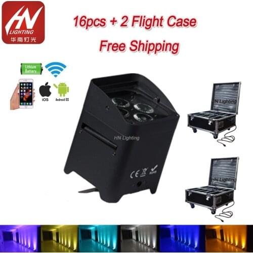 16pcs Smart DJ 4*18w uplighting Battery Powered Wireless DMX LED Uplights for wedding lighting