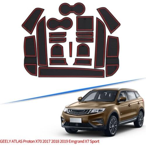 19Pcs Car Door Groove Mats Non-Slip Rubber Gate Slot Cup Pads for Geely Atlas Emgrand X7 Sport NL-3 Proton X70 2017-2019