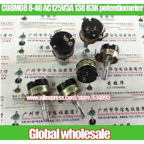 2pcs C08M08 8-40 AC125V3A 138 type B3K with switch potentiometer / 25MM flower handle