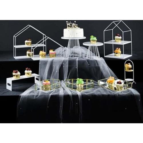 Multi-scene suitable for metal cake topper rack load-bearing strong tea break fruit plate seat dessert display stand