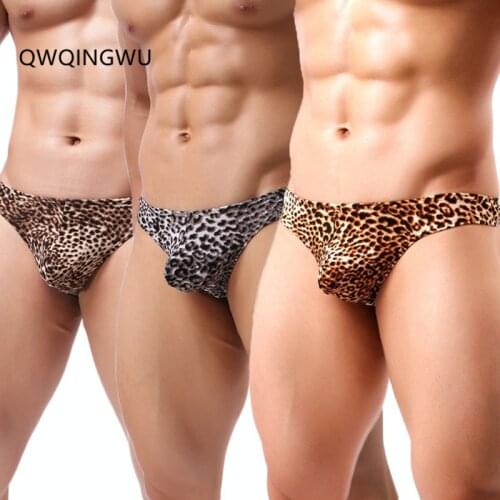 3PCS Sexy Briefs Men Underwear Sexy Leopard Shorts Bulge Pouch Soft Comfortable Breathable Male Underpants Panties Briefs Thongs