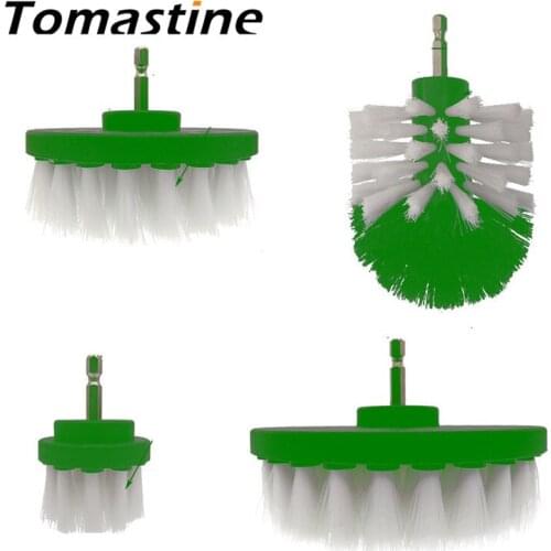 4 Pcs 2/3.5/4/5'' Electric Scrubber Brush Drill Brush Kit Plastic Round Cleaning Brush Tool for Carpet Glass Car Tires Cleaning