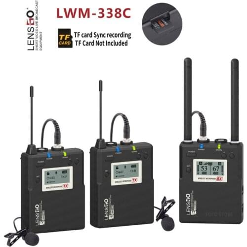 Lensgo 338C Wireless lavalier microphone support TF Card Sync Recording Video Mic Microphone for Phones Cameras DSLR